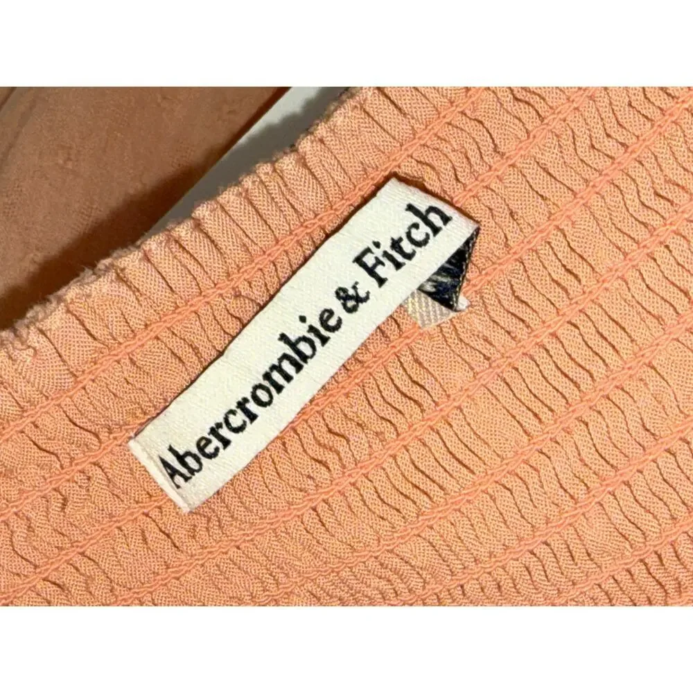 Abercrombie & Fitch Peach Cotton Smocked Tiered Maxi Halter Dress Women Size XS